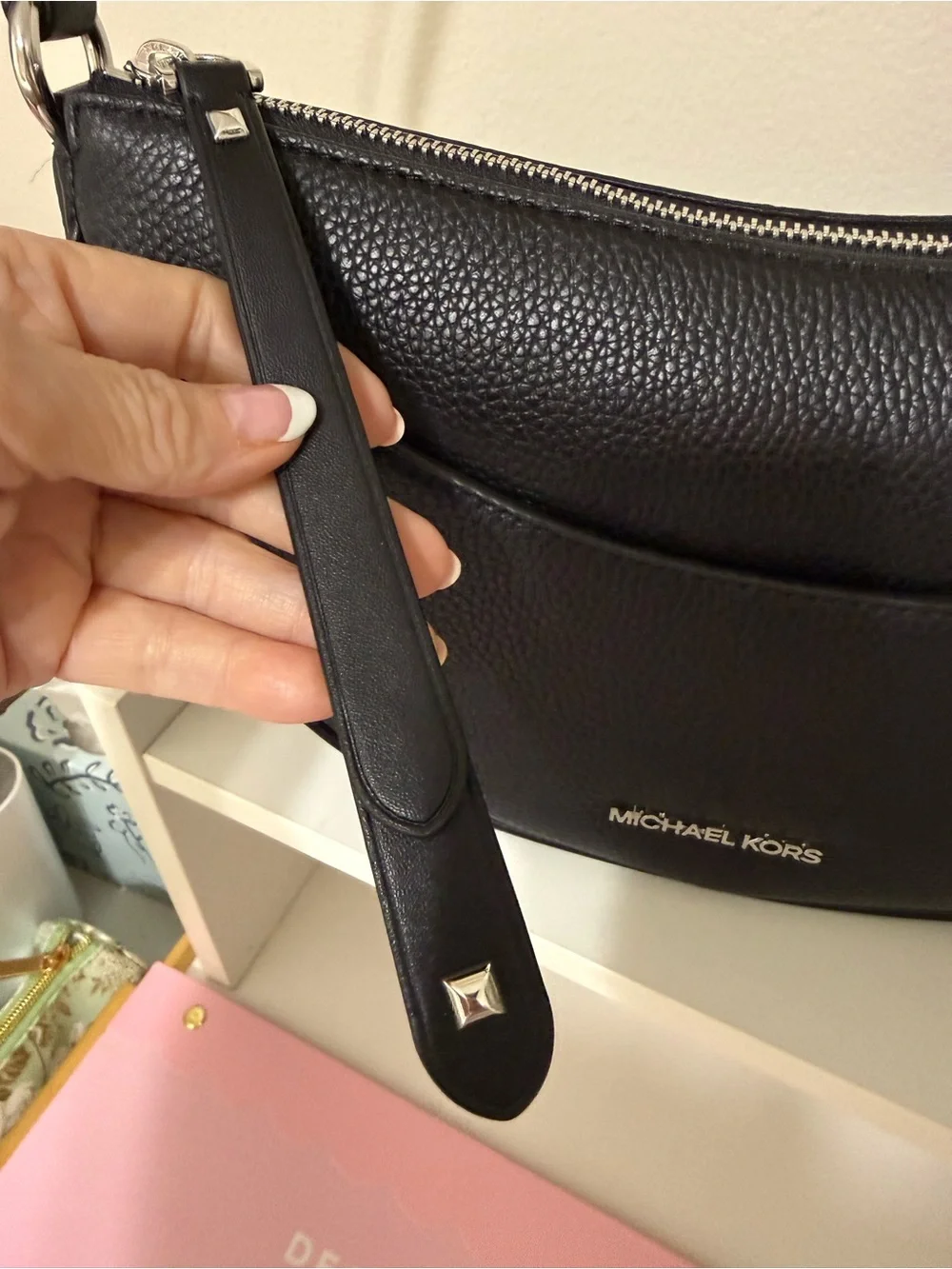 Michael Kors Dover Black Pebbled Leather Hobo Shoulder Bag